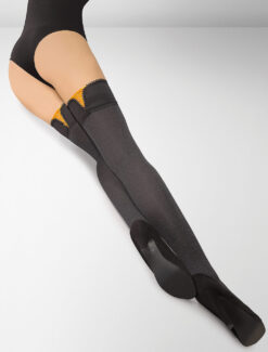 Ferrara 80 Denier Hold Ups Perfect Fit - Dark Melange / Orange Delight Accent